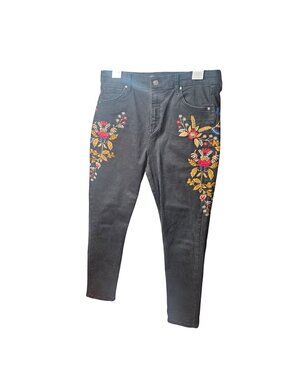 Topshop Jamie Moto Womens Black Embroidered Skinny Jeans W34 L30 Made In Turkey